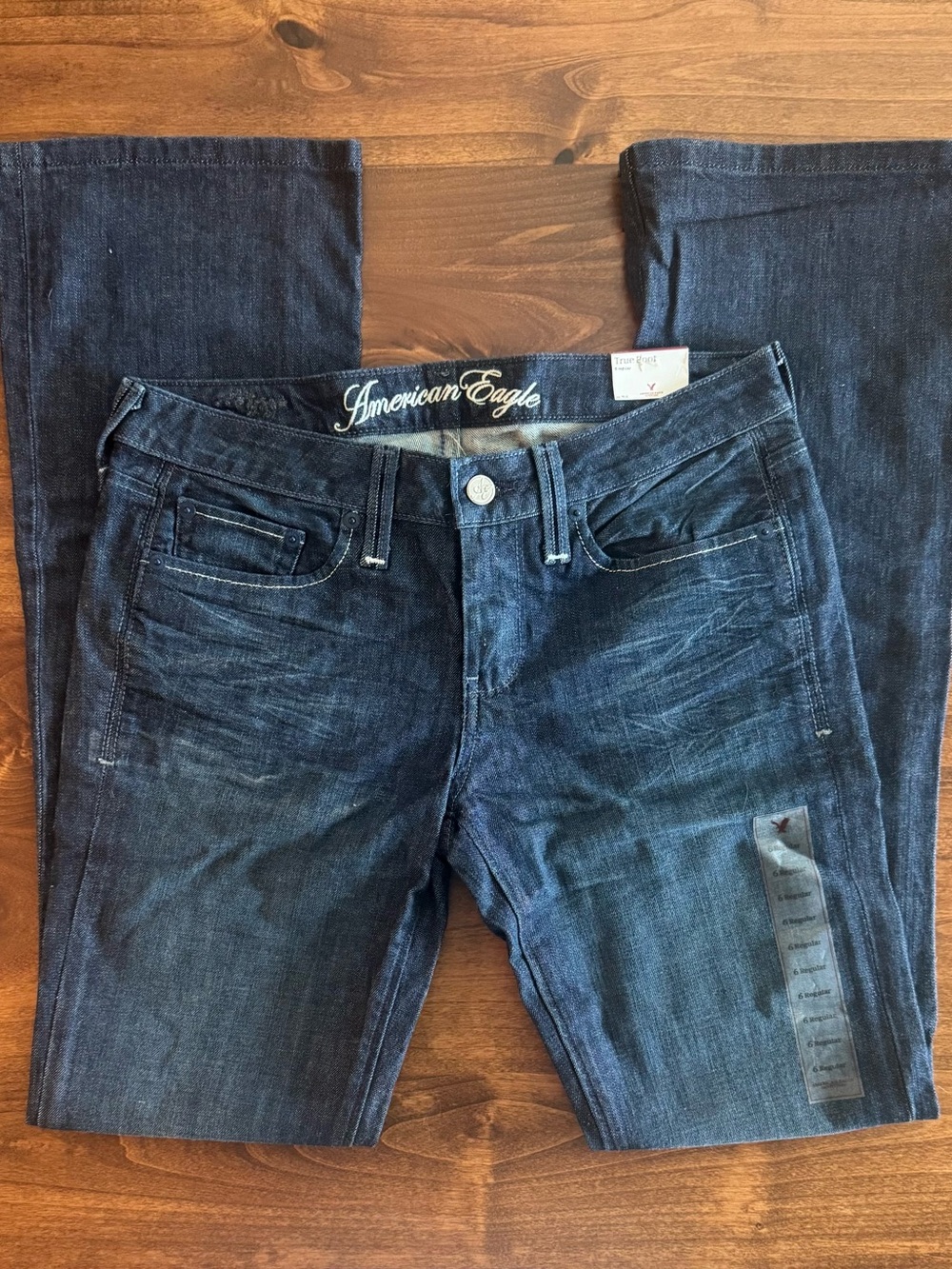 NWT Y2K American Eagle True Boot Size 6 Regular Dark Wash Low Rise Denim Jeans